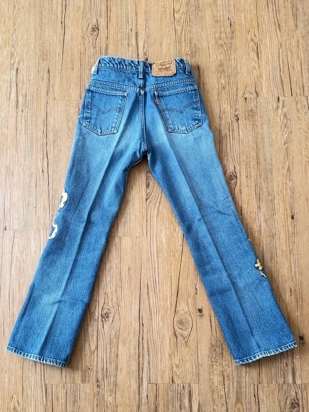 Vintage Levi’s 517 Bootcut Jeans 29x30 USA Orange Tab Handpainted Snake OOAK